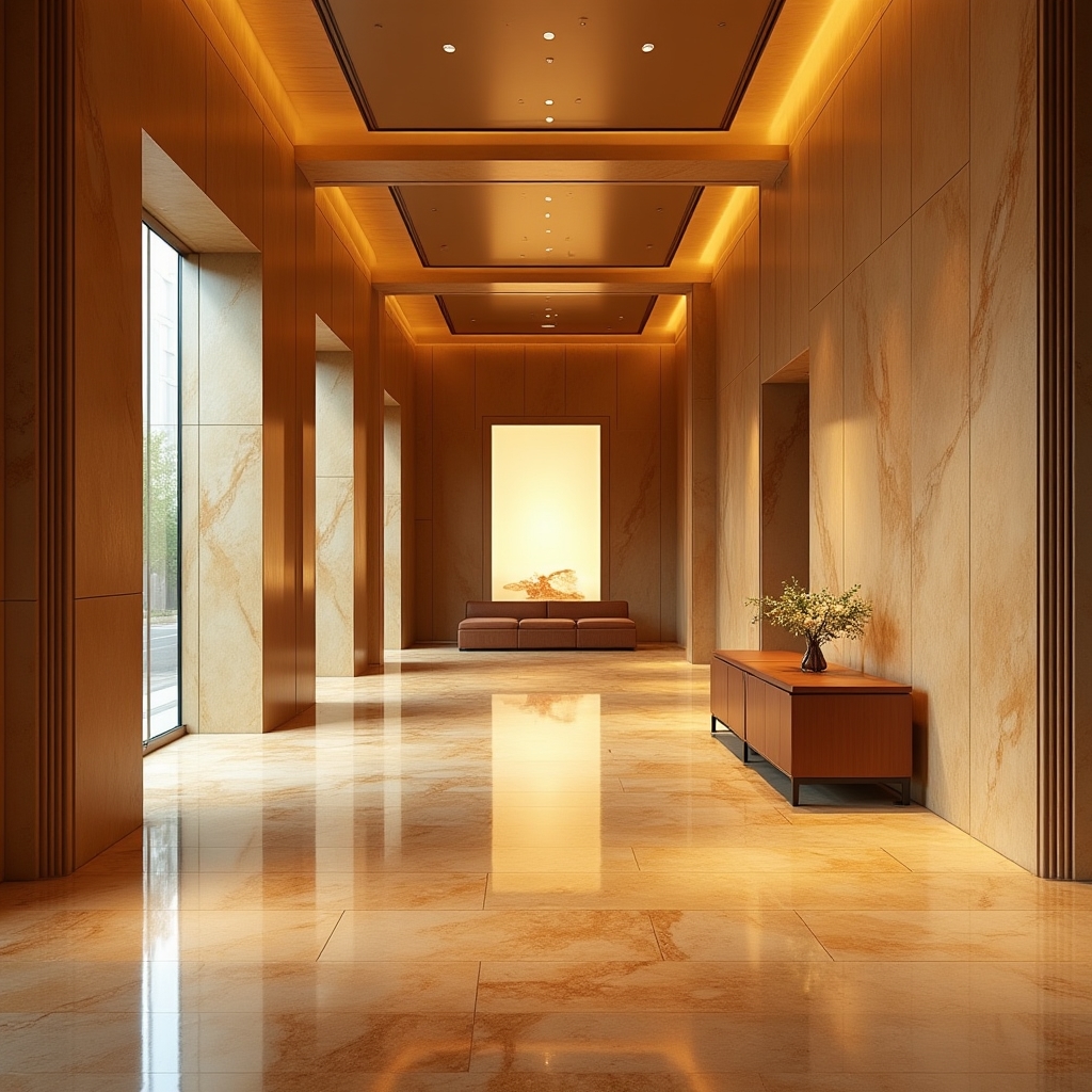 Modern financial platform interface with warm ambient lighting